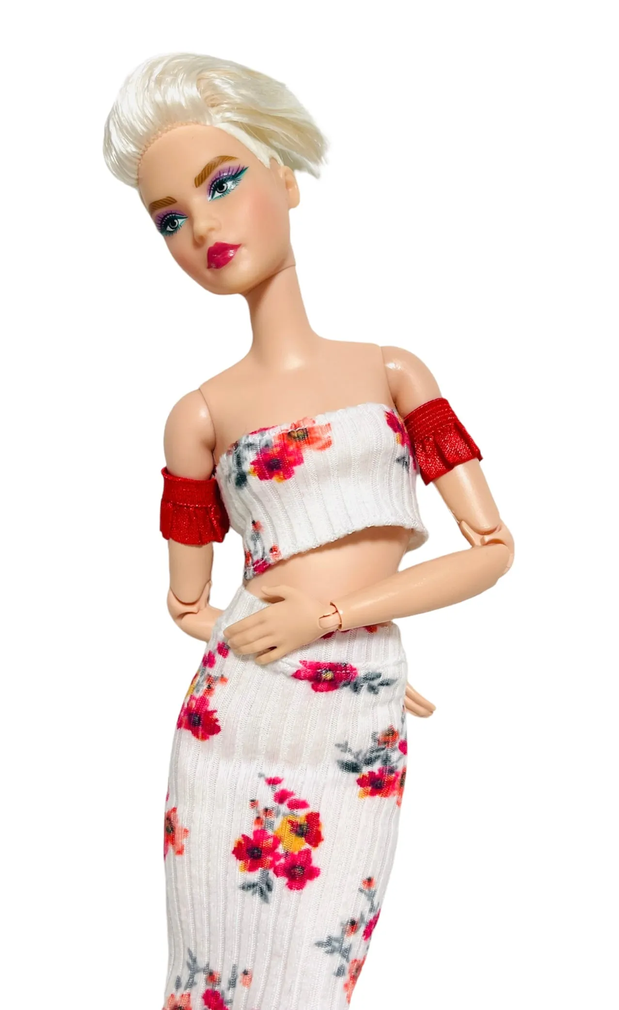 Floral skirt for Barbie with crop top