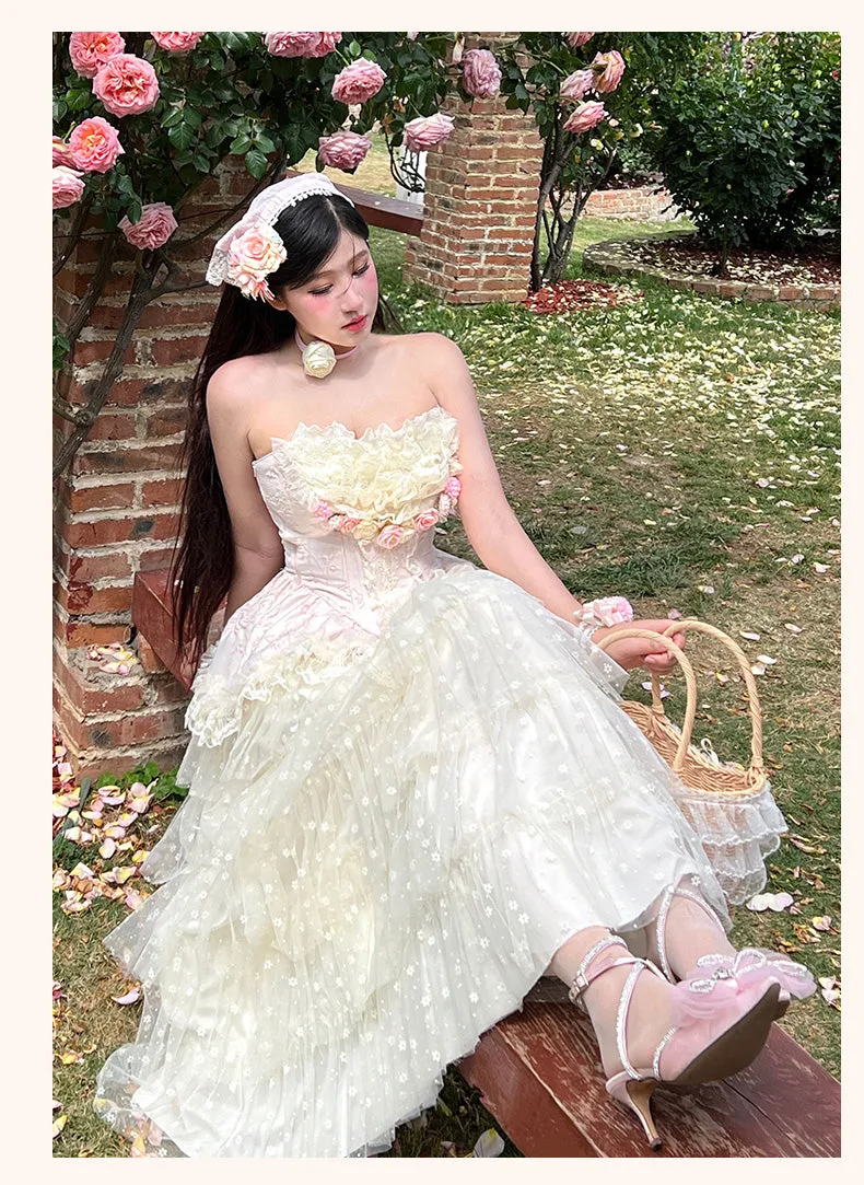 French Sweet Garden·Romantic French Gentle and Elegant Lace Long Dress Set