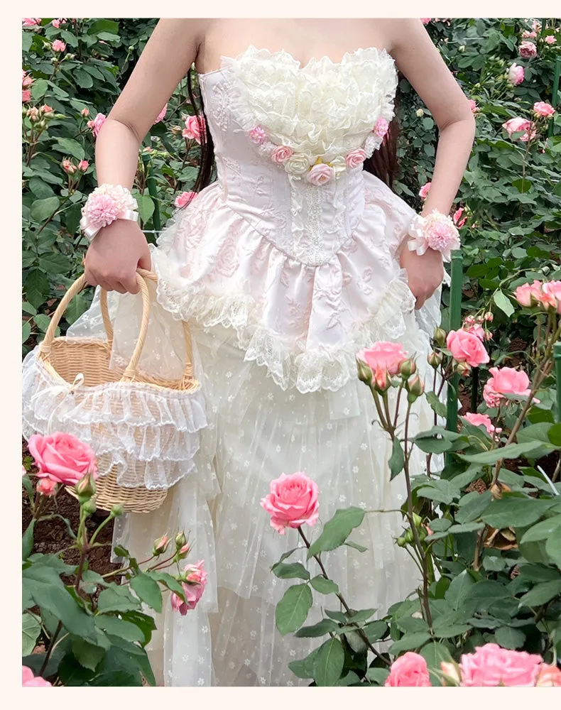 French Sweet Garden·Romantic French Gentle and Elegant Lace Long Dress Set