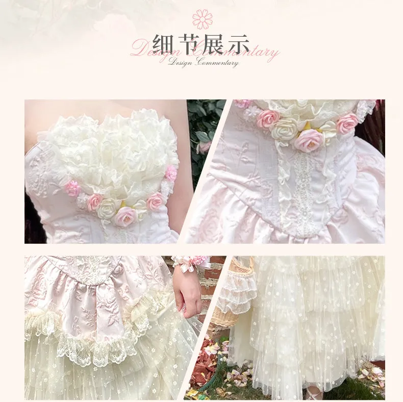 French Sweet Garden·Romantic French Gentle and Elegant Lace Long Dress Set