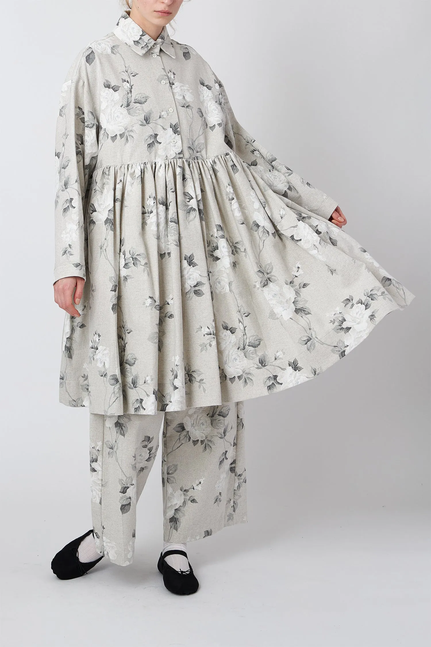 GERTRUDE DRESS FLORAL GREY