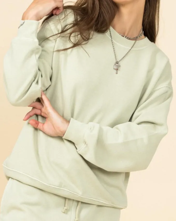 Gia Oversized Crewneck Sweatshirt (Sage)