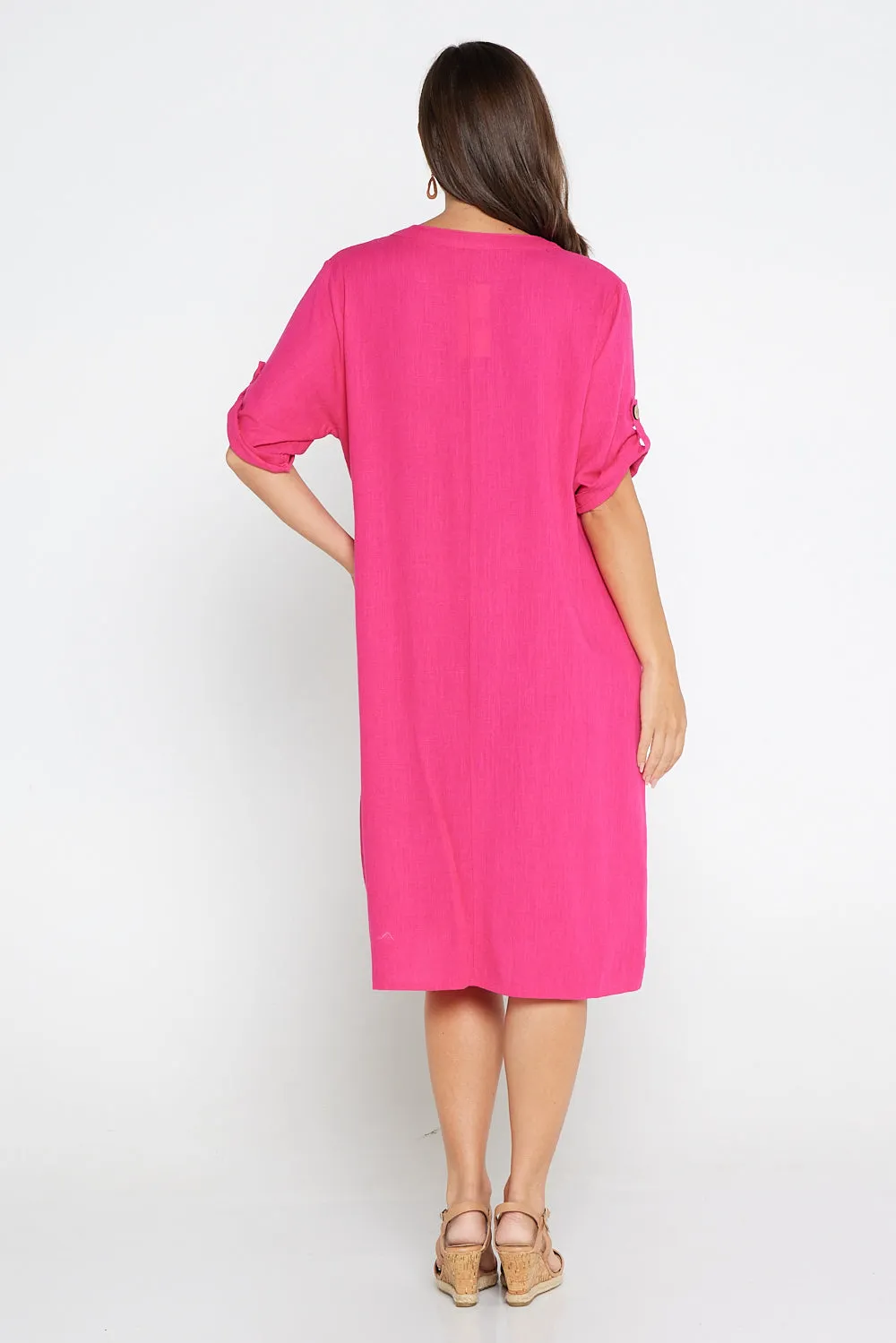 Gigi Cotton Tunic Dress - Hot Pink