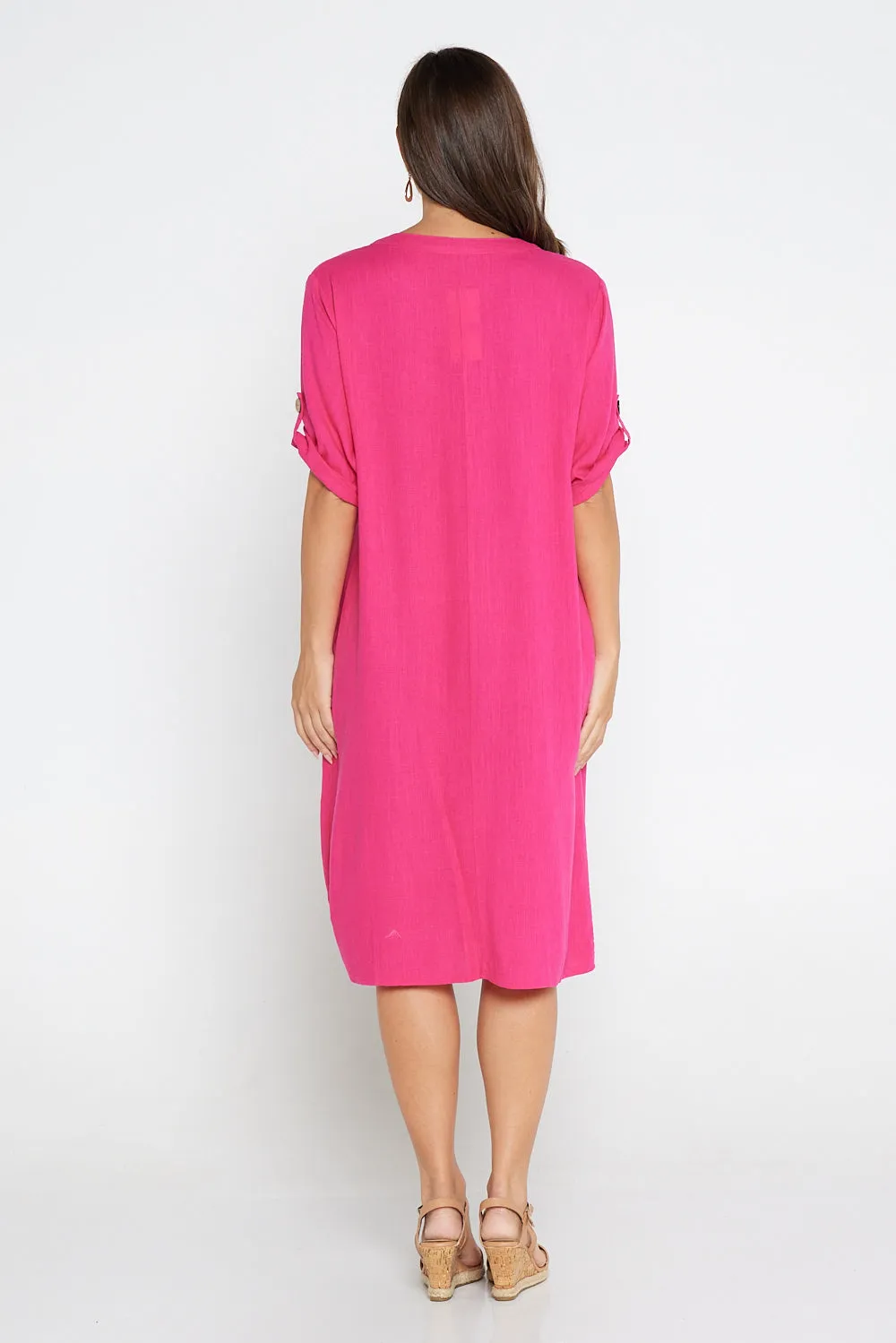 Gigi Cotton Tunic Dress - Hot Pink