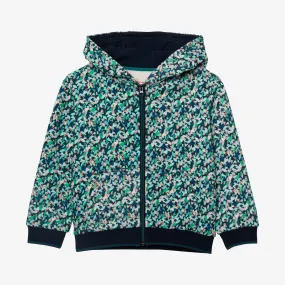 Girl floral green zip hoodie