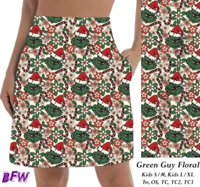 Green guy floral skort with pockets