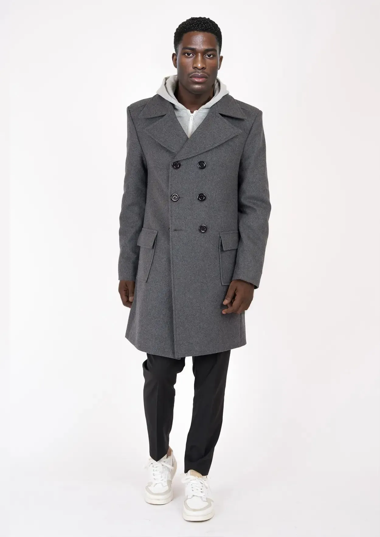 Grey Wool Signature Peacoat