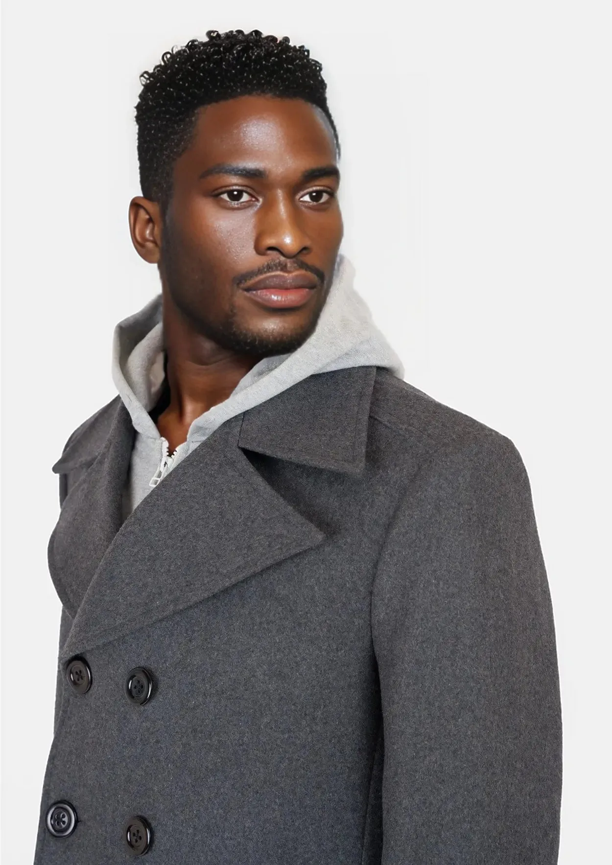 Grey Wool Signature Peacoat