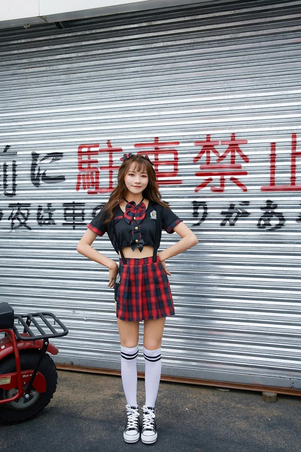 Halloween Role Play Japanese Cute Student Outfit Cheerleading School Adult Plaid Stage Performance