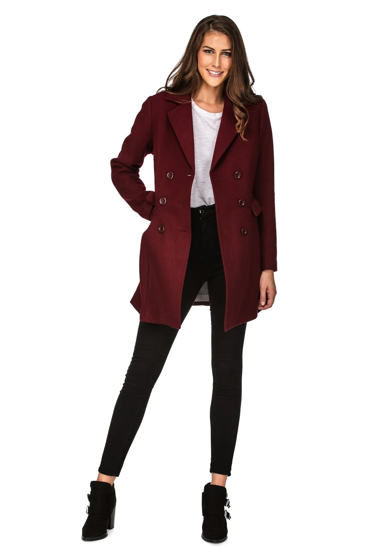 Haute Edition Women's Double Breasted Wool Blend Peacoat