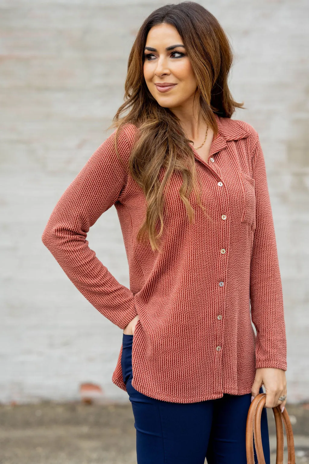 Heavily Ribbed Tunic Shacket