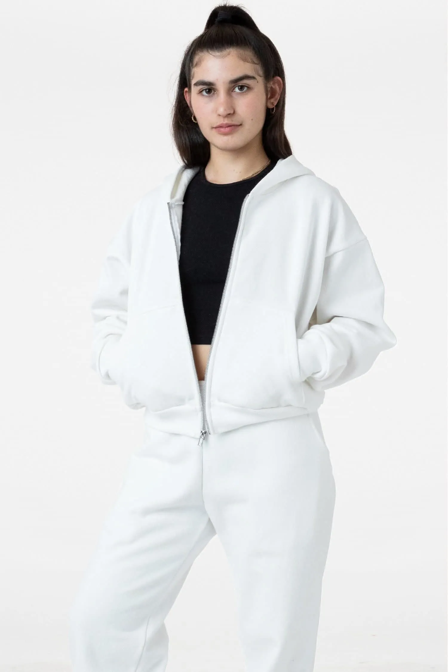 HF16 - Heavy Fleece Cropped Zip-Up Hoodie (Piece Dye)