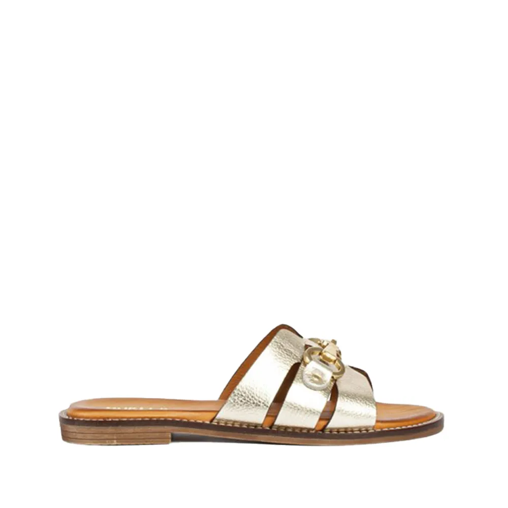 Holly Gold Leather Slides