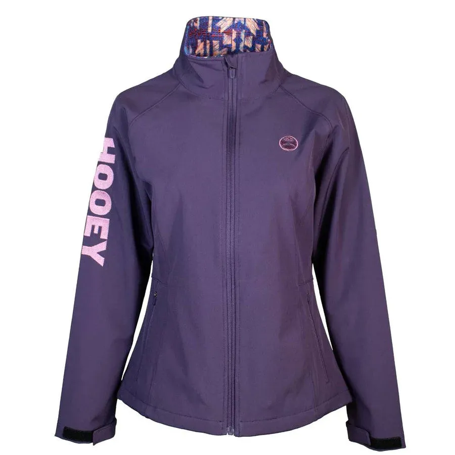 HOOEY "LADIES SOFT SHELL JACKET" PURPLE W/MULTI COLOR AZTEC LINING