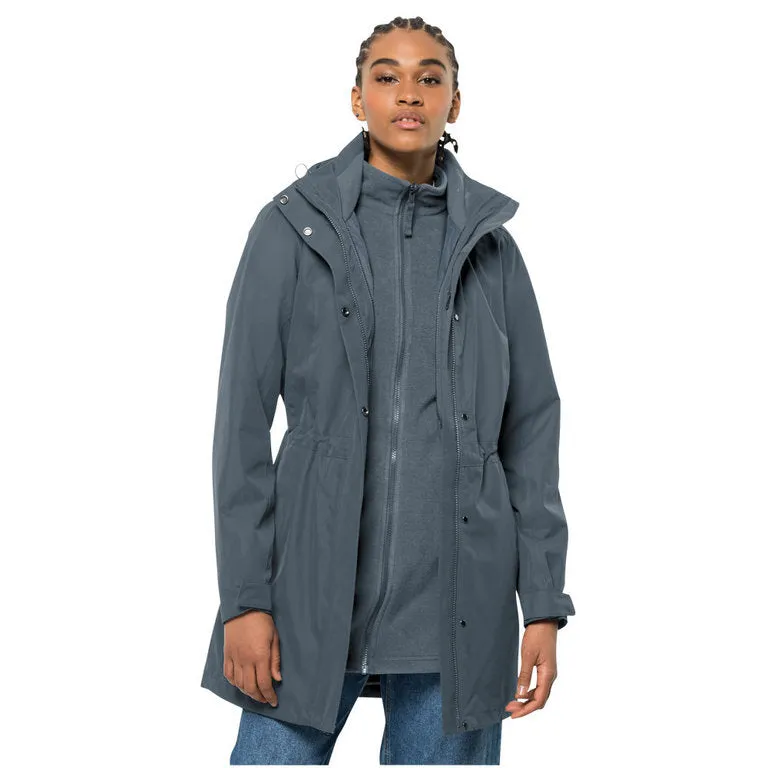 Jack Wolfskin Ottawa 3 in 1 Womens Waterproof Coat- Slate Blue