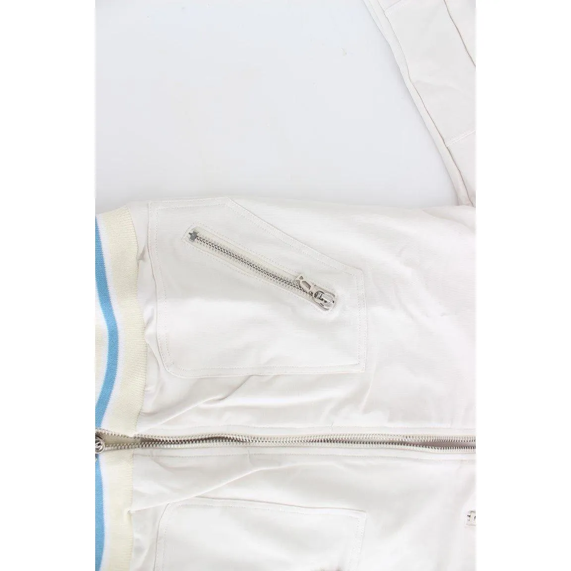 John Galliano Elegant White Zip Cardigan