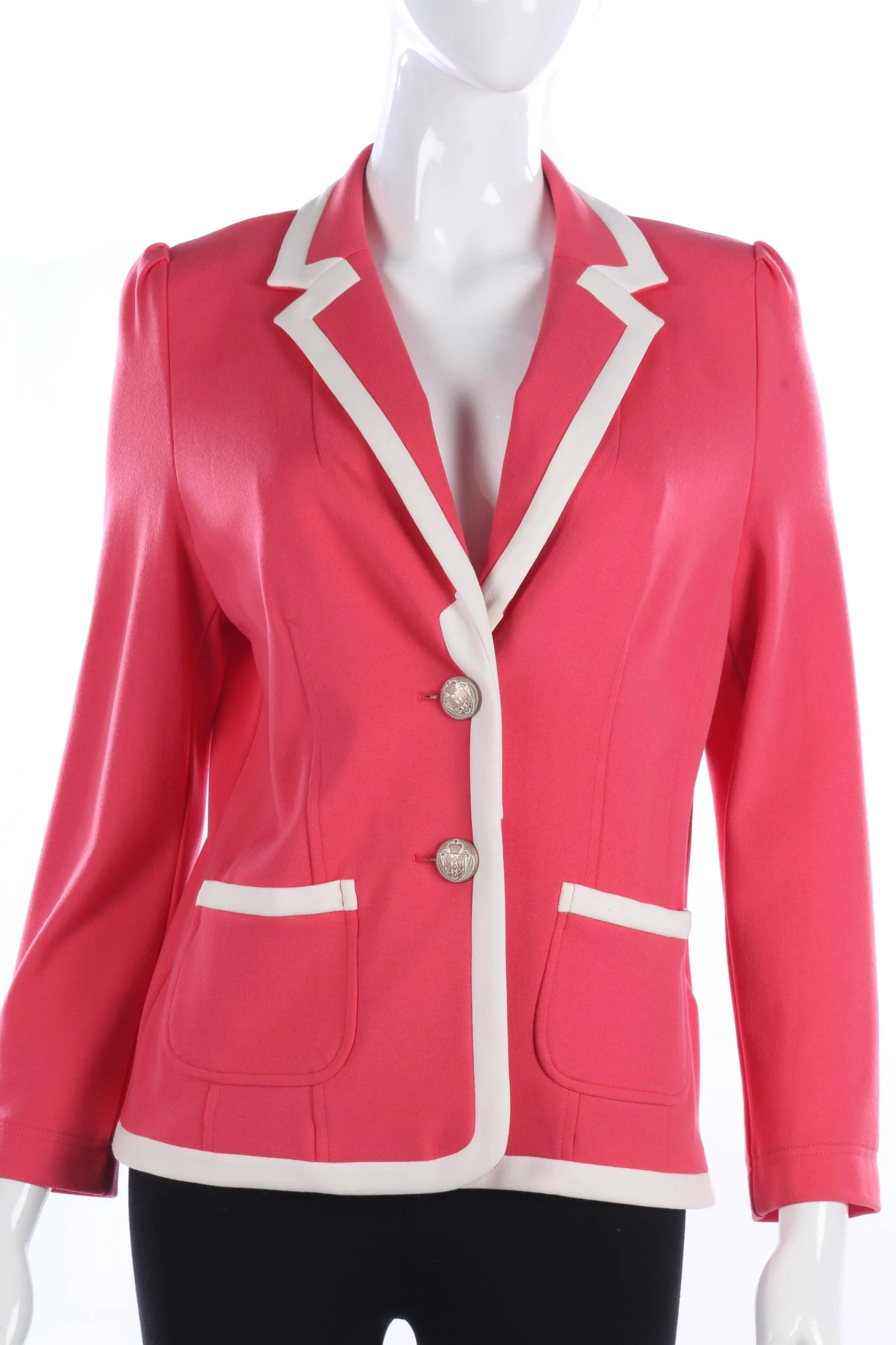 Kate Cooper pink summer jacket with cream piping size 12