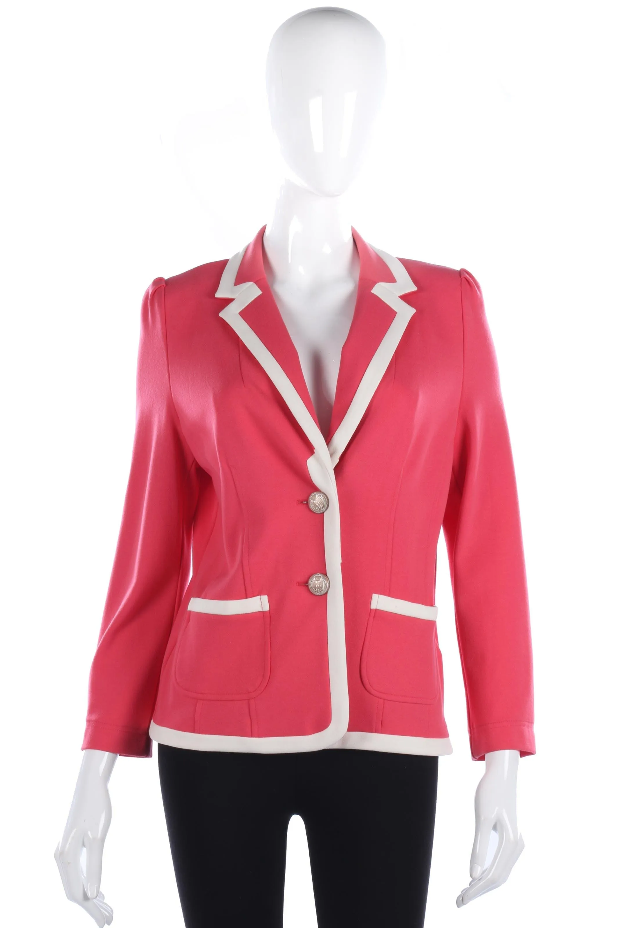 Kate Cooper pink summer jacket with cream piping size 12