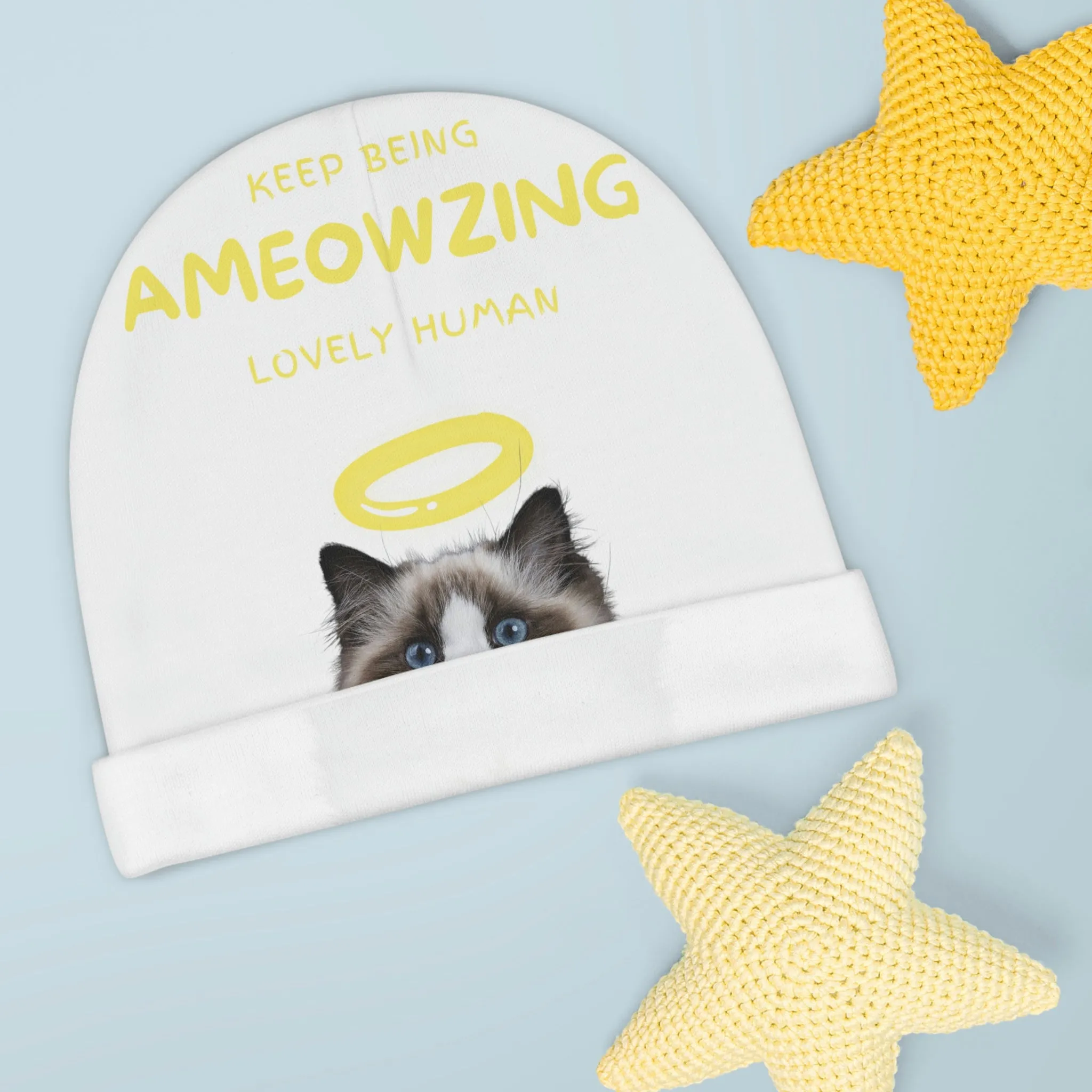 Keep Being Ameowzing Lovely Human Cat POD Baby Beanie (AOP)