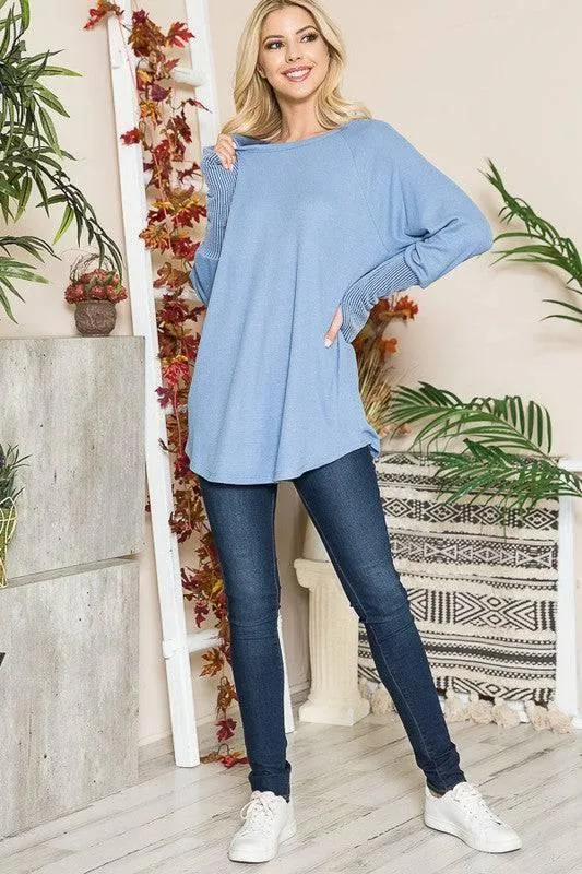 Long sleeved thumbhole knit tunic top