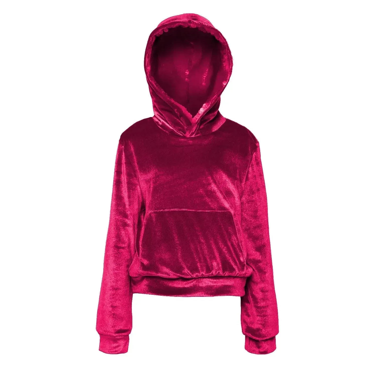 Magenta Oversized Sequin Hoodie with Velvet Lining