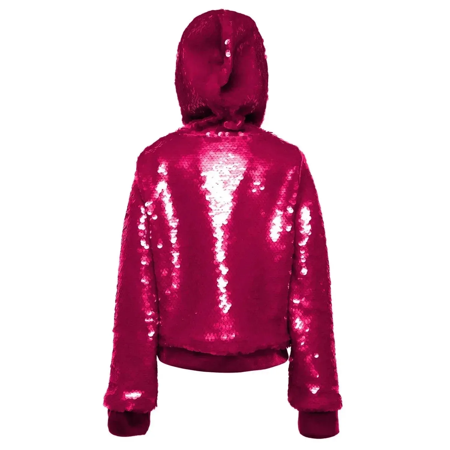 Magenta Oversized Sequin Hoodie with Velvet Lining