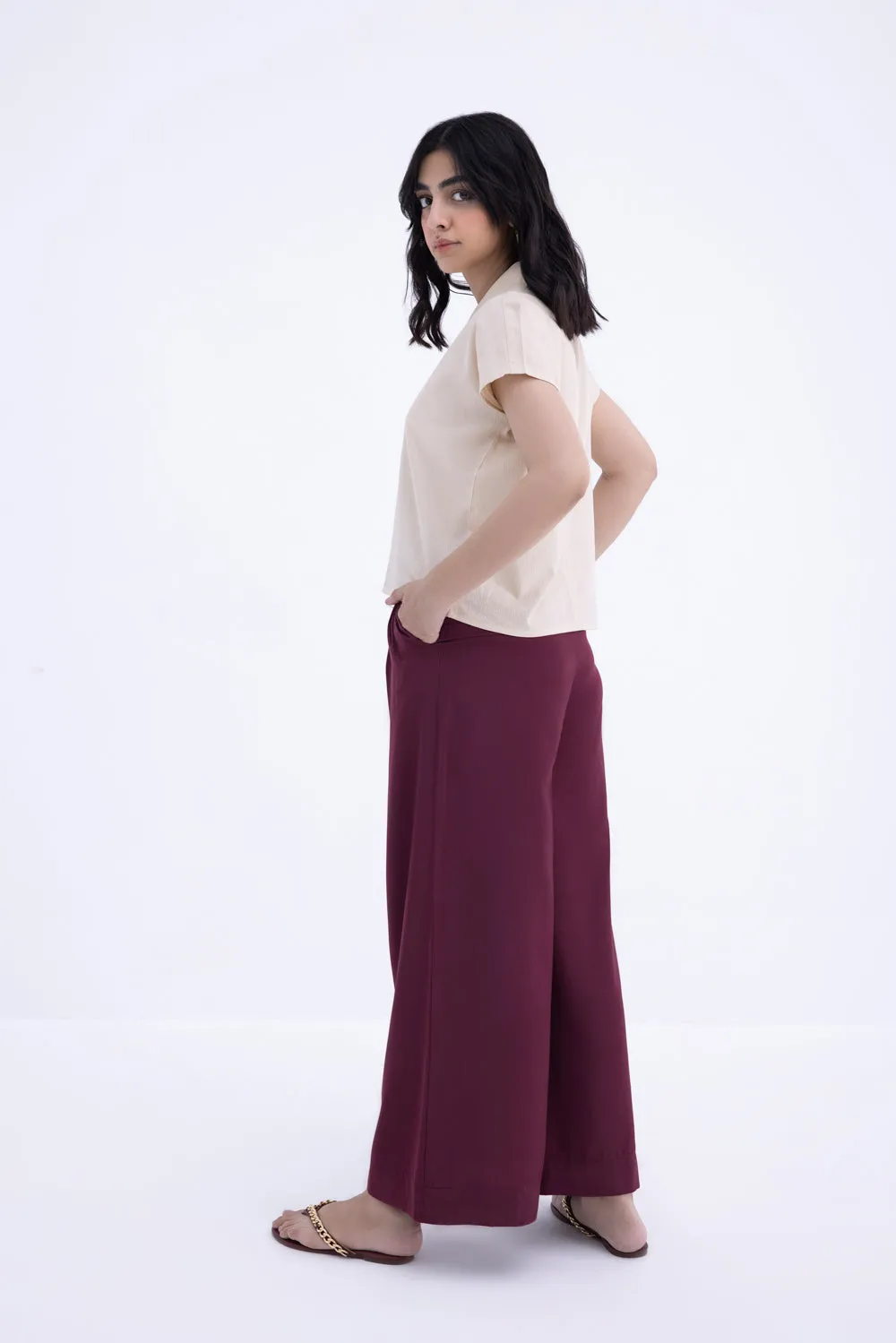 Maroon Belted Culottes