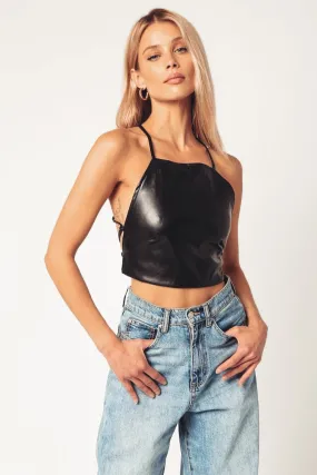 Maven Faux Leather Tie Halter