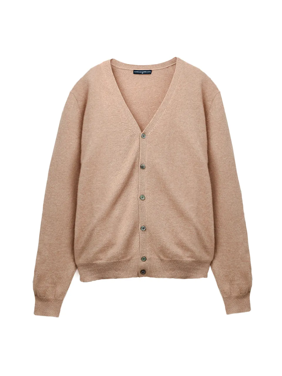 Men V Neck Cardigan_Camel