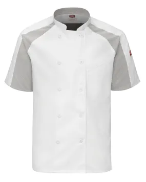 Men's Airflow Raglan Chef Coat with OilBlok 052M - White with White/Gray Mesh