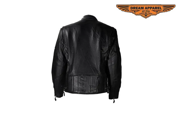 Mens Cowhide Racer Jacket With Air Vents