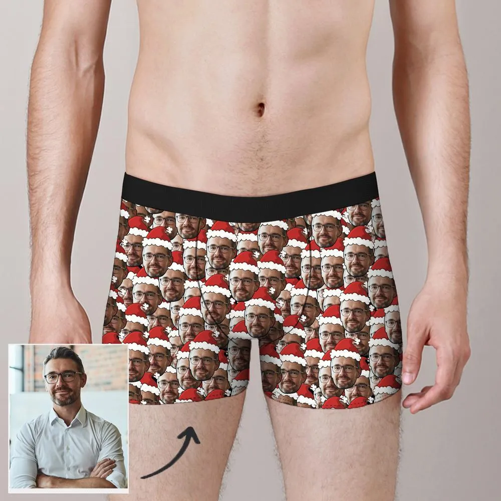 Men's Custom Christmas Hat Boxer Brief Shorts