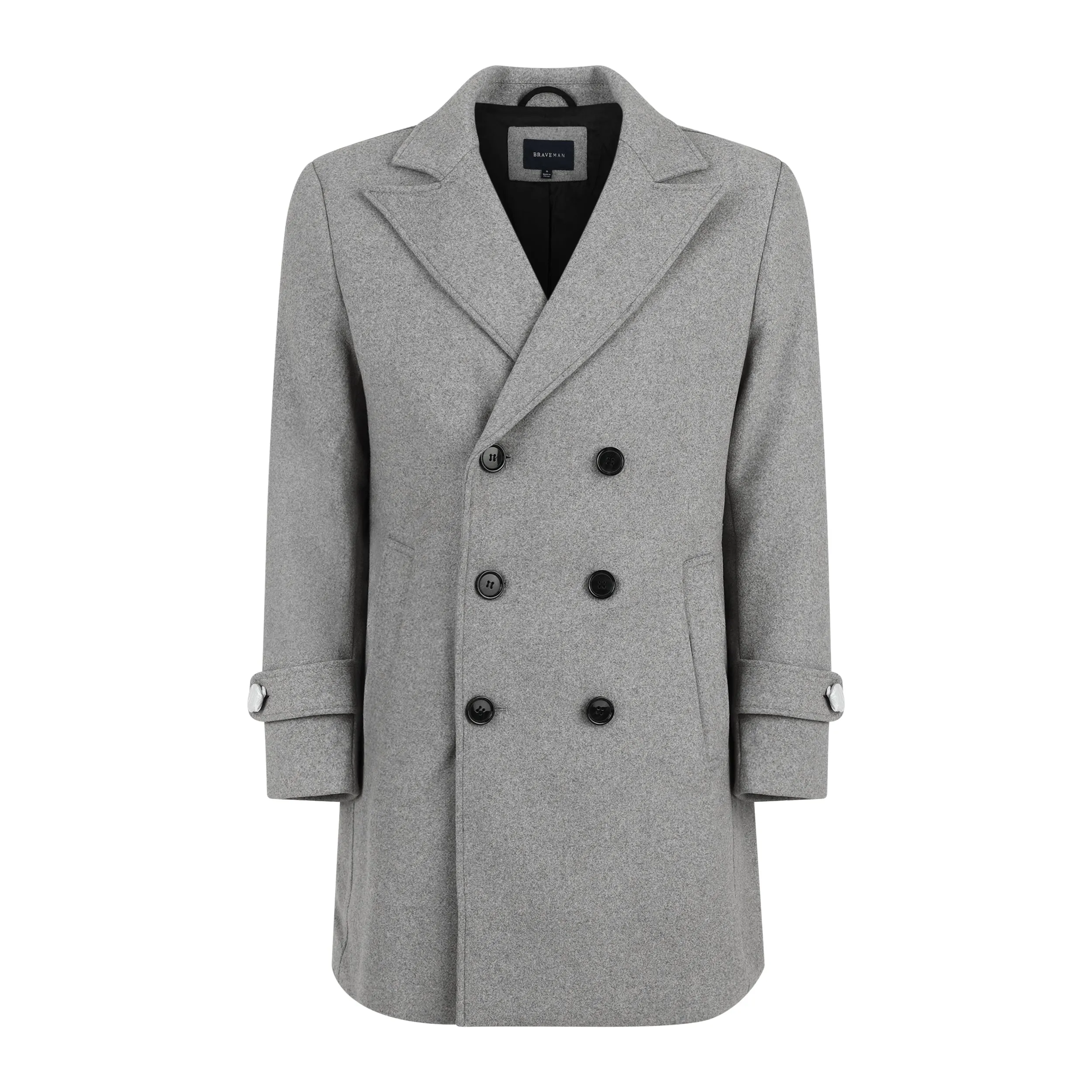 Men's Double Breasted Pea Coat Wool Blend Dress Jacket Peacoat