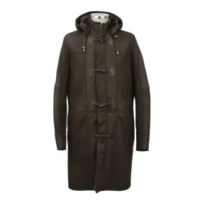 Men's John Suede Sheepskin Duffle Coat - Brown