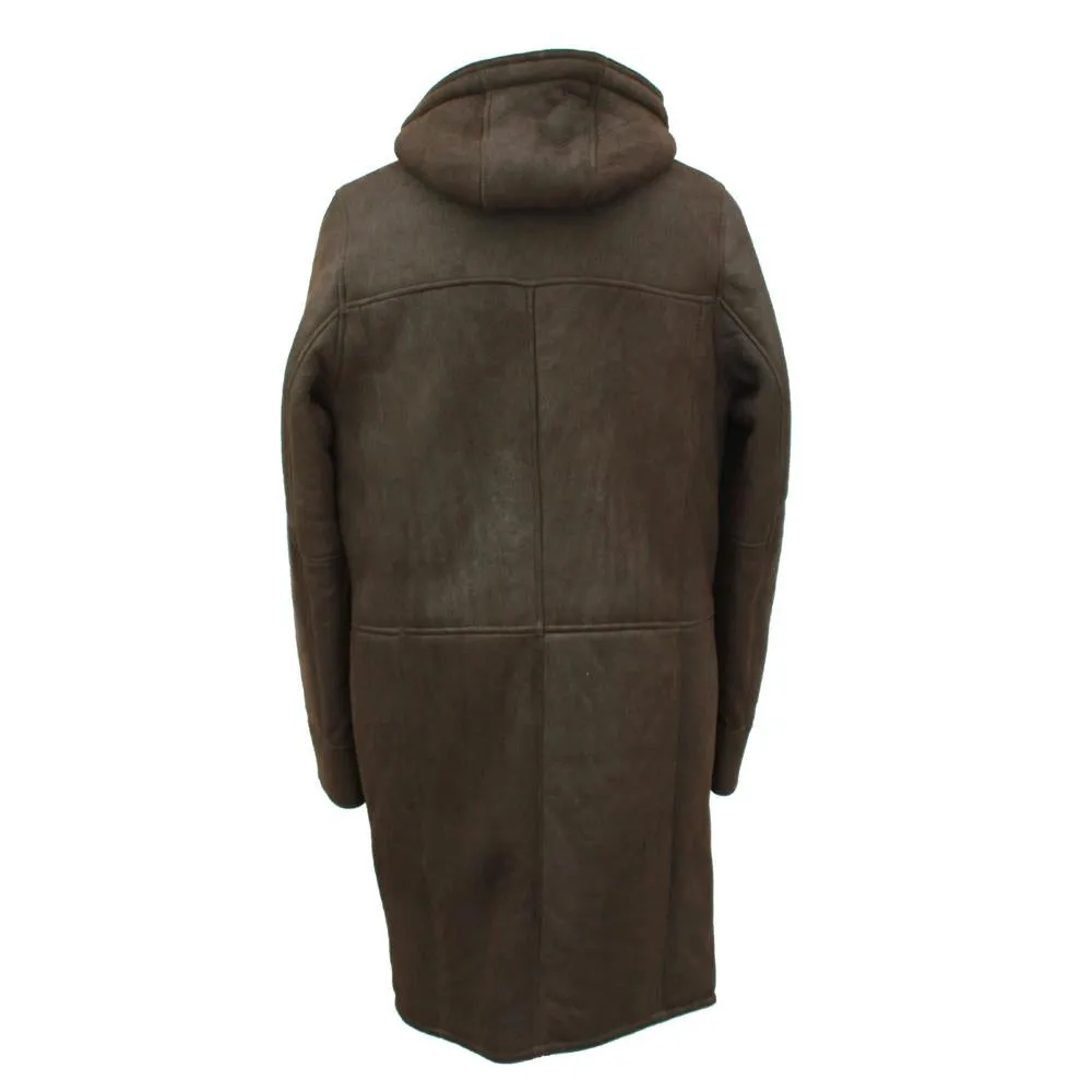 Men's John Suede Sheepskin Duffle Coat - Brown