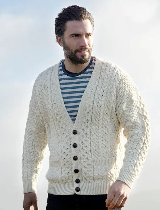 Men's Merino V-Neck Cardigan | Natural White