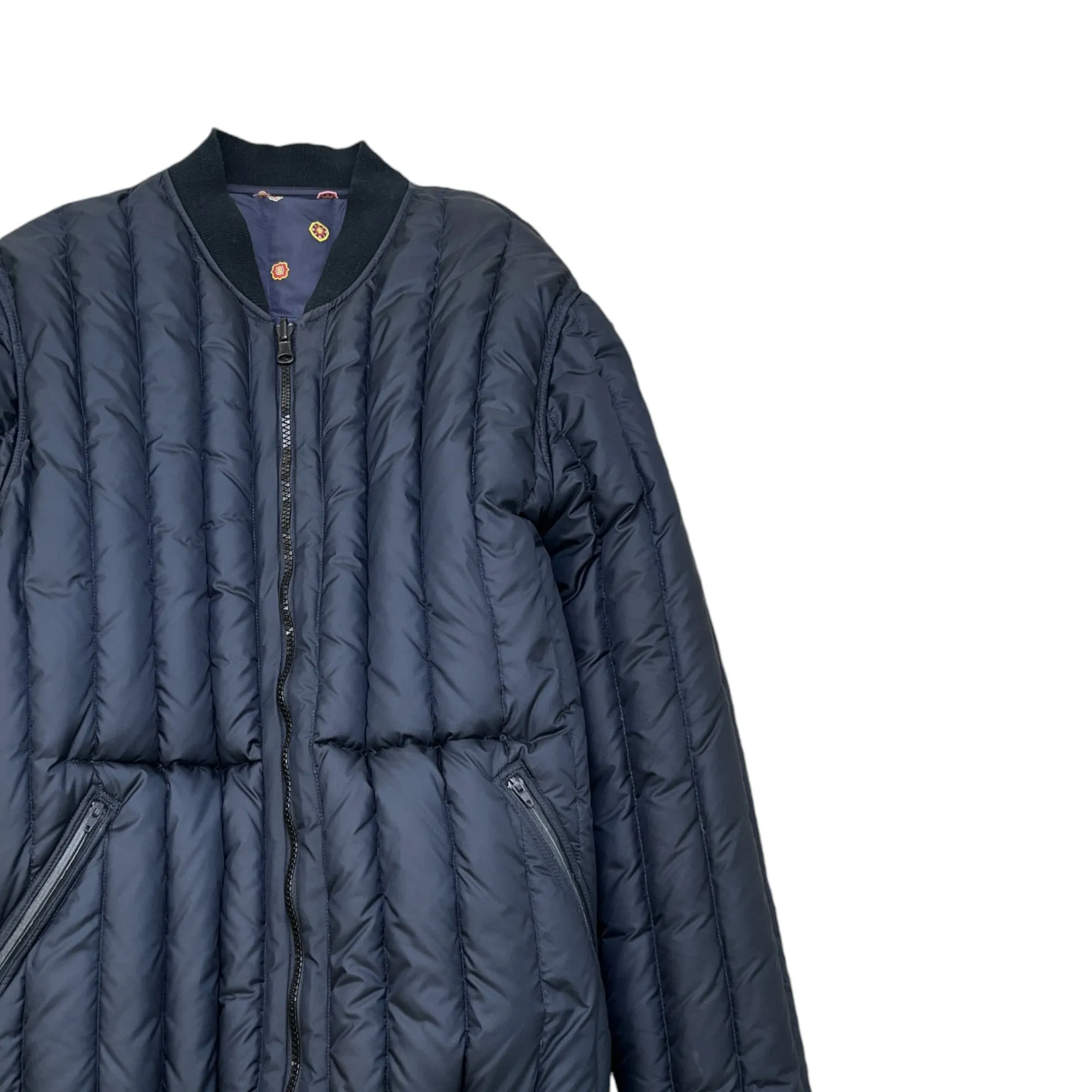 Men's Reversible Printed Down Jacket Navy Size M