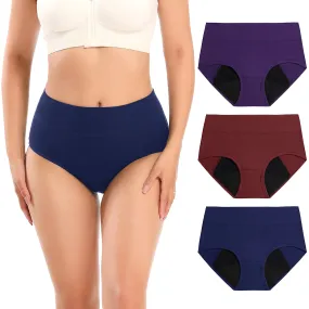 Molasus Incontinence Underwear for Women High Waist Period Leakproof Cotton Underwear Heavy Flow Menstrual Protective Panties Bladder Control Briefs 3 Pack