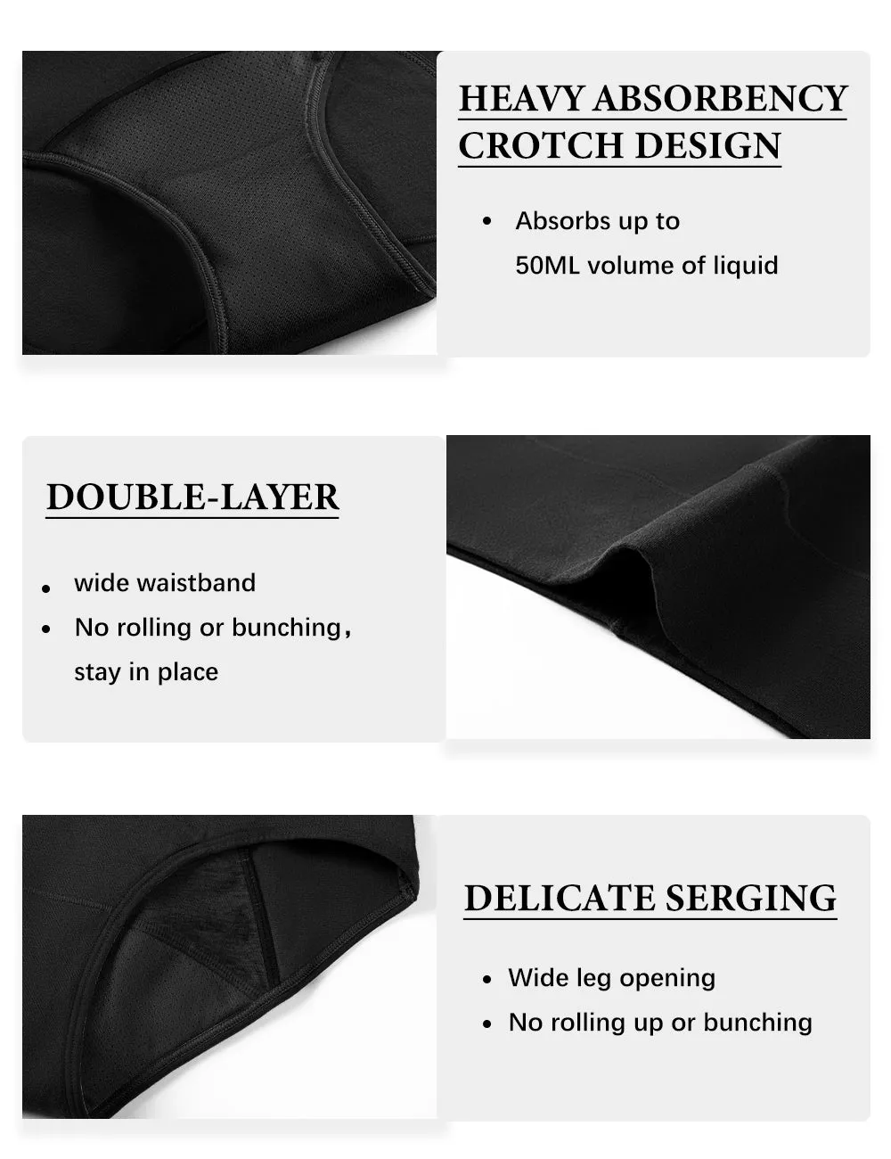 Molasus Incontinence Underwear for Women High Waist Period Leakproof Cotton Underwear Heavy Flow Menstrual Protective Panties Bladder Control Briefs 3 Pack