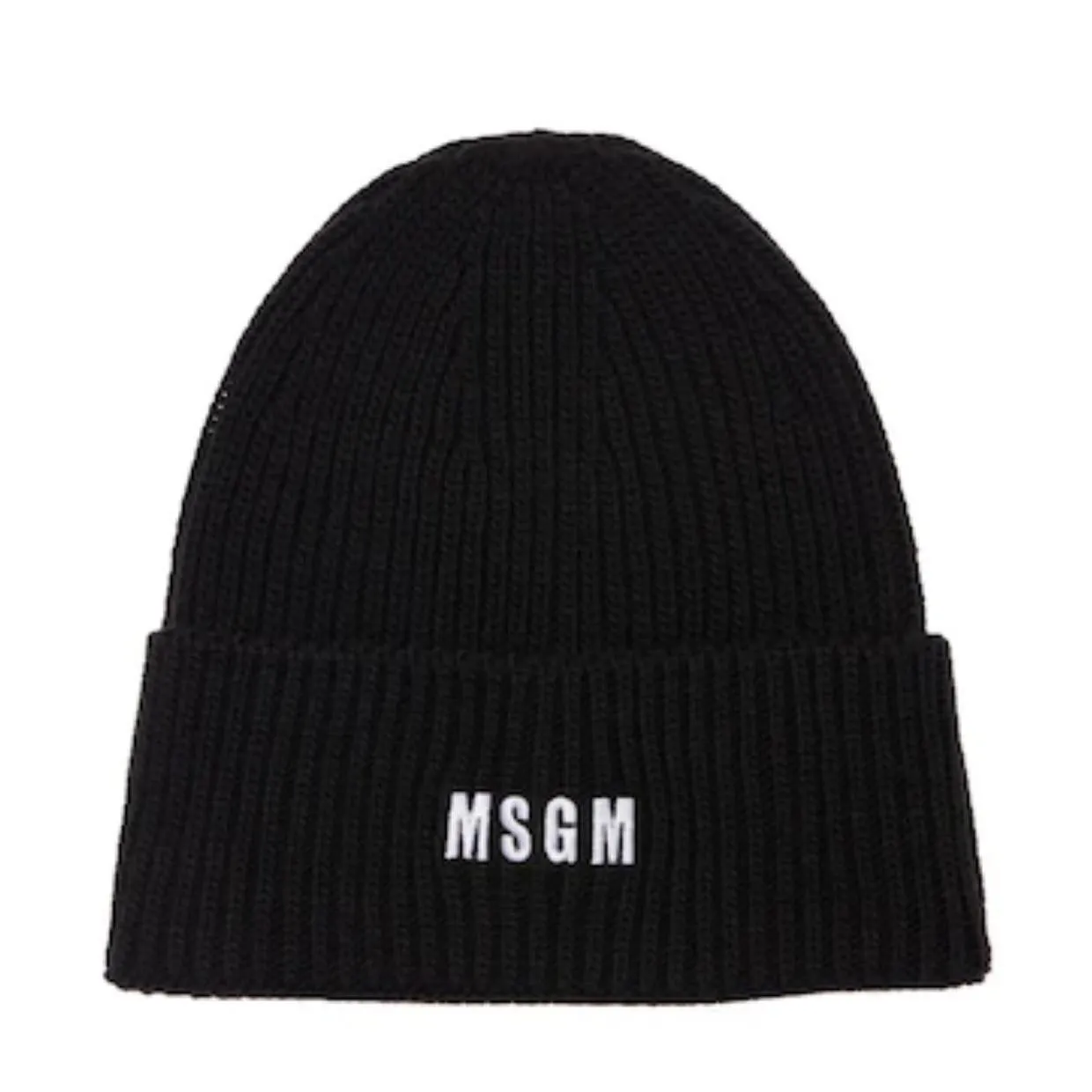 MSGM Black Embroidered Logo Beanie