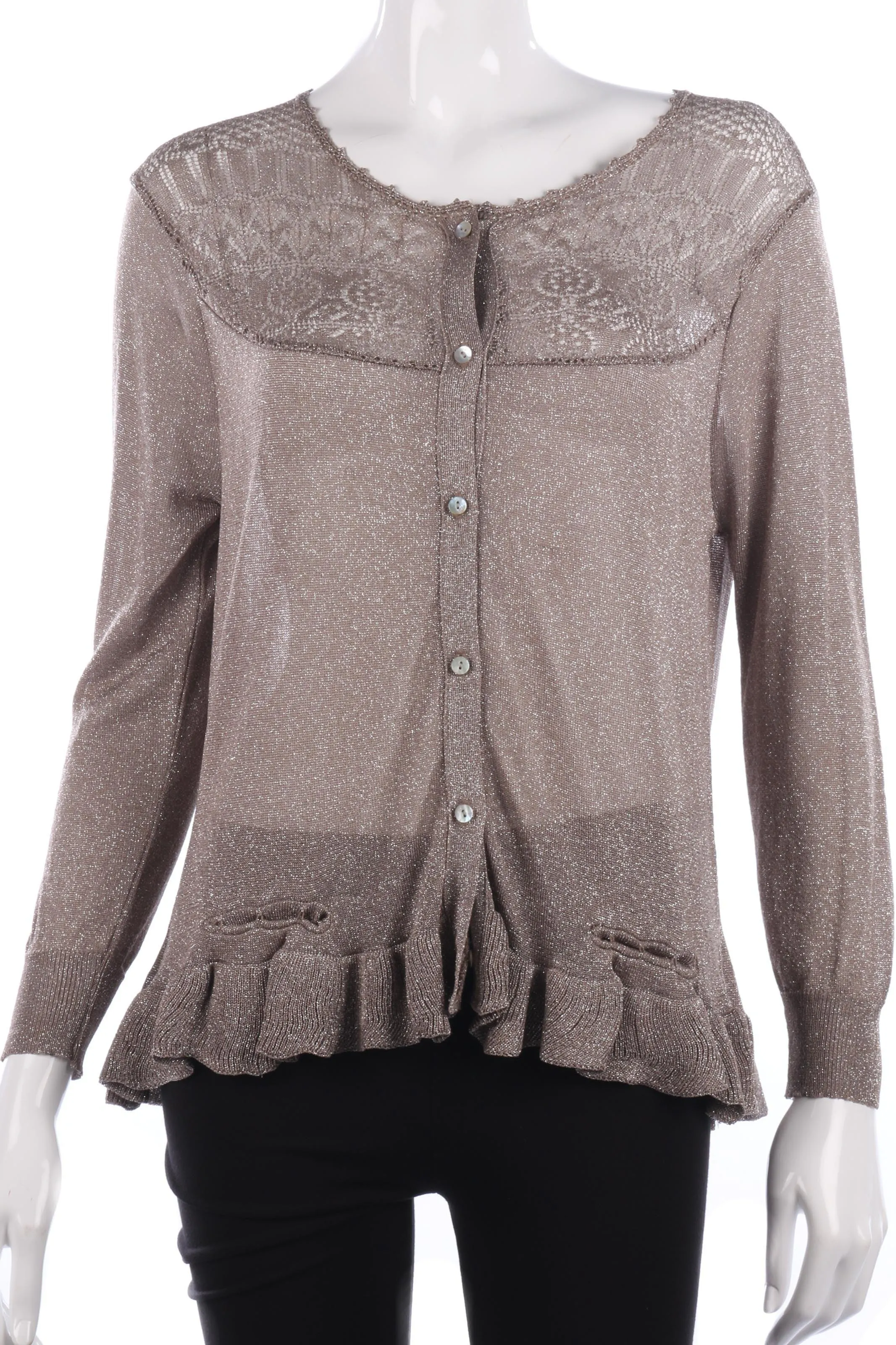 Odd Molly Cardigan Metallic Rose Gold Size M