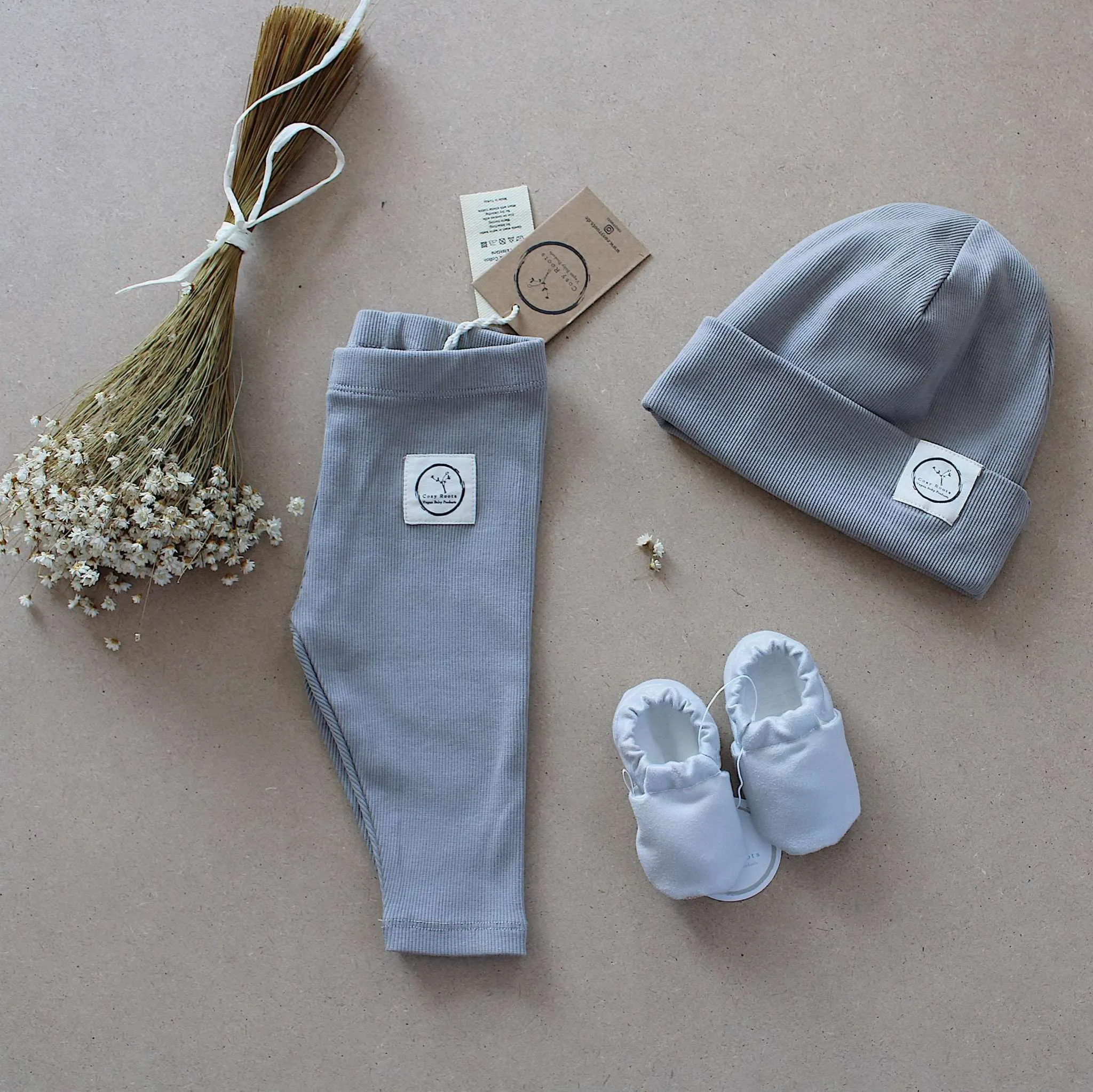 Organic Rib Beanie - Grey