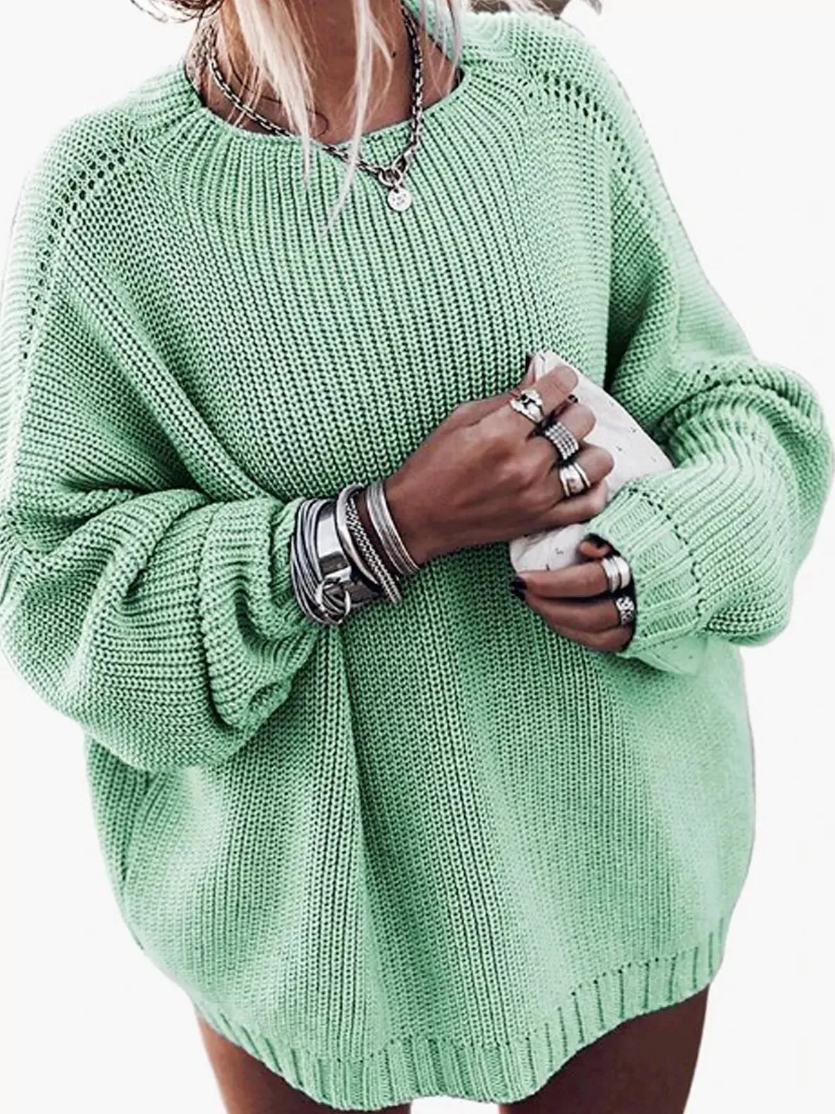 Oversized Knit Batwing Sweater & Ruffled Mini Skirt Set