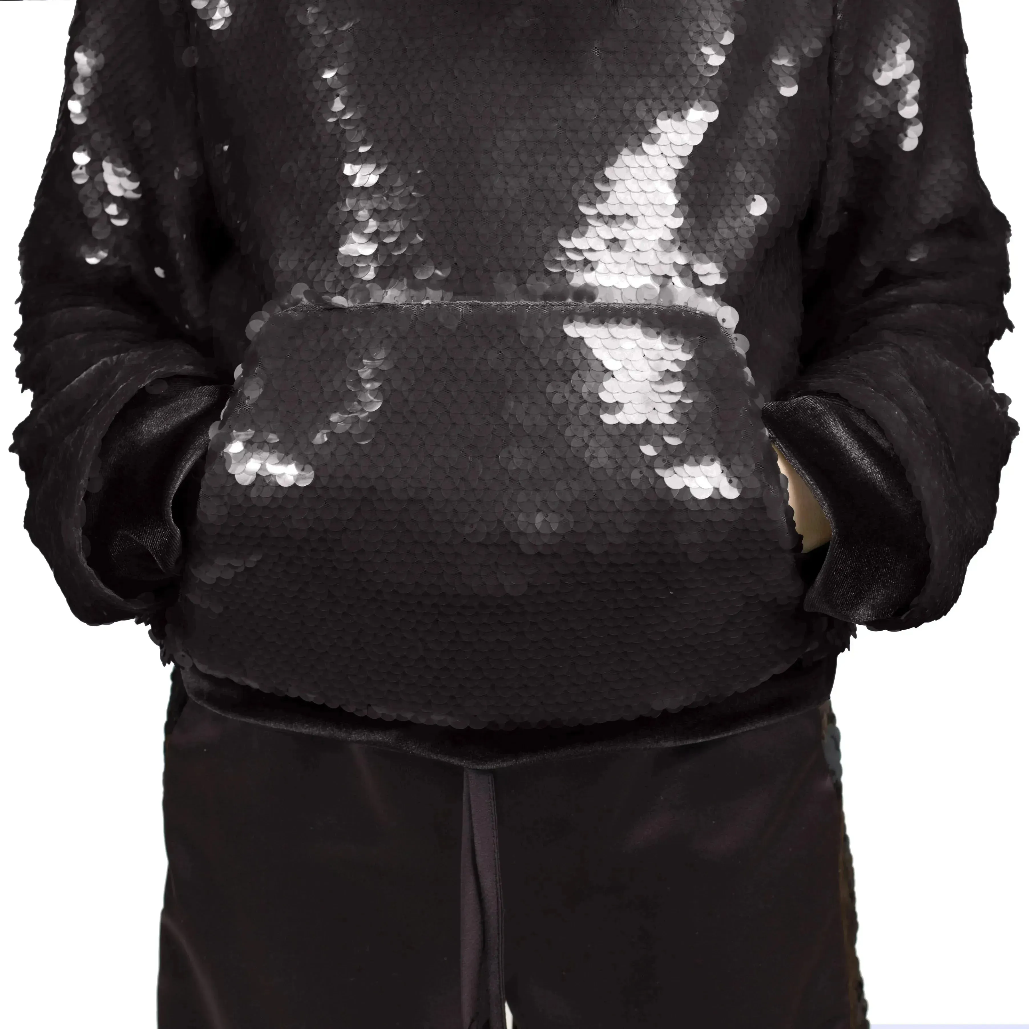 Oversized Sequin Hoodie with Velvet Lining