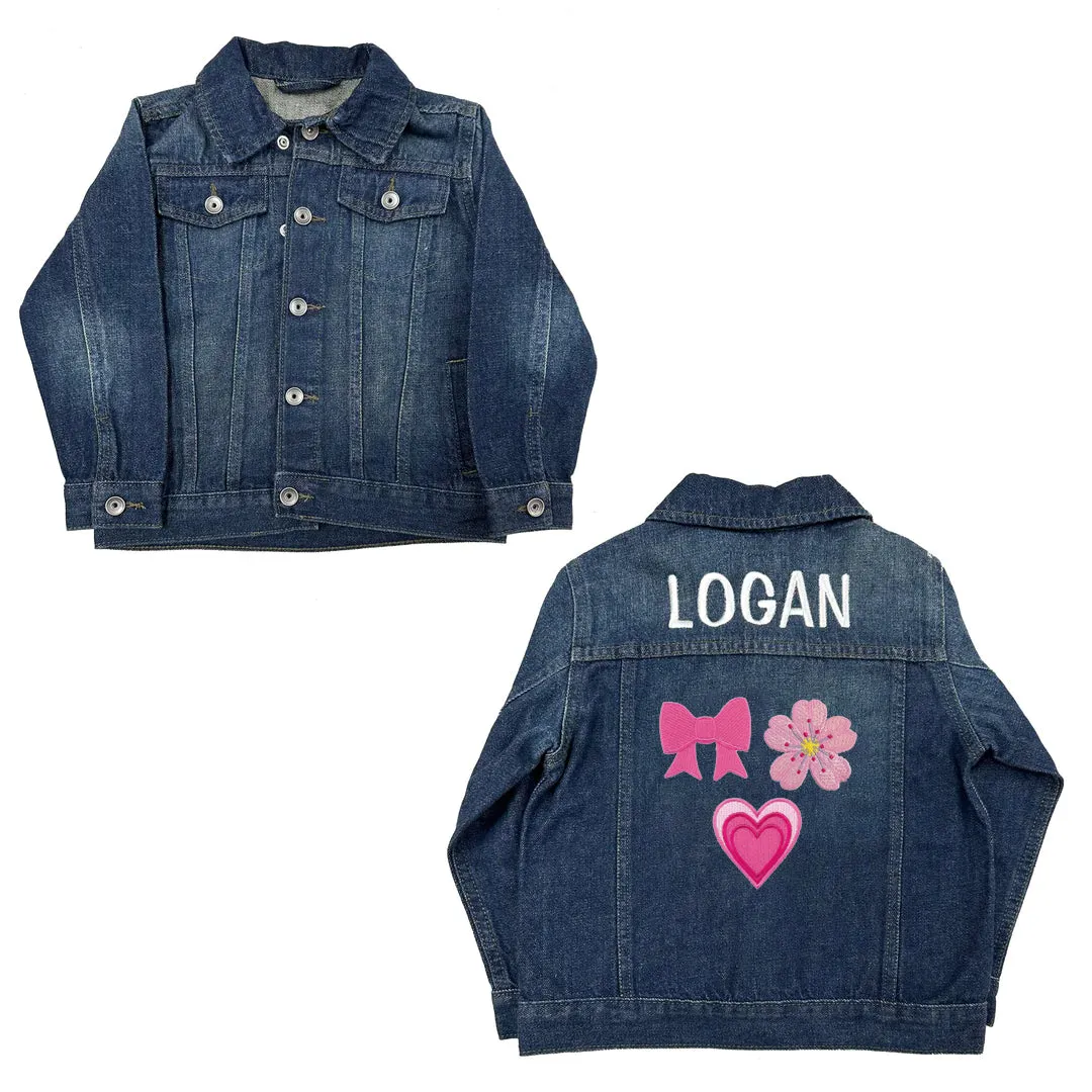 Personalized Emoji Unisex Denim Jacket - Pretty in Pink