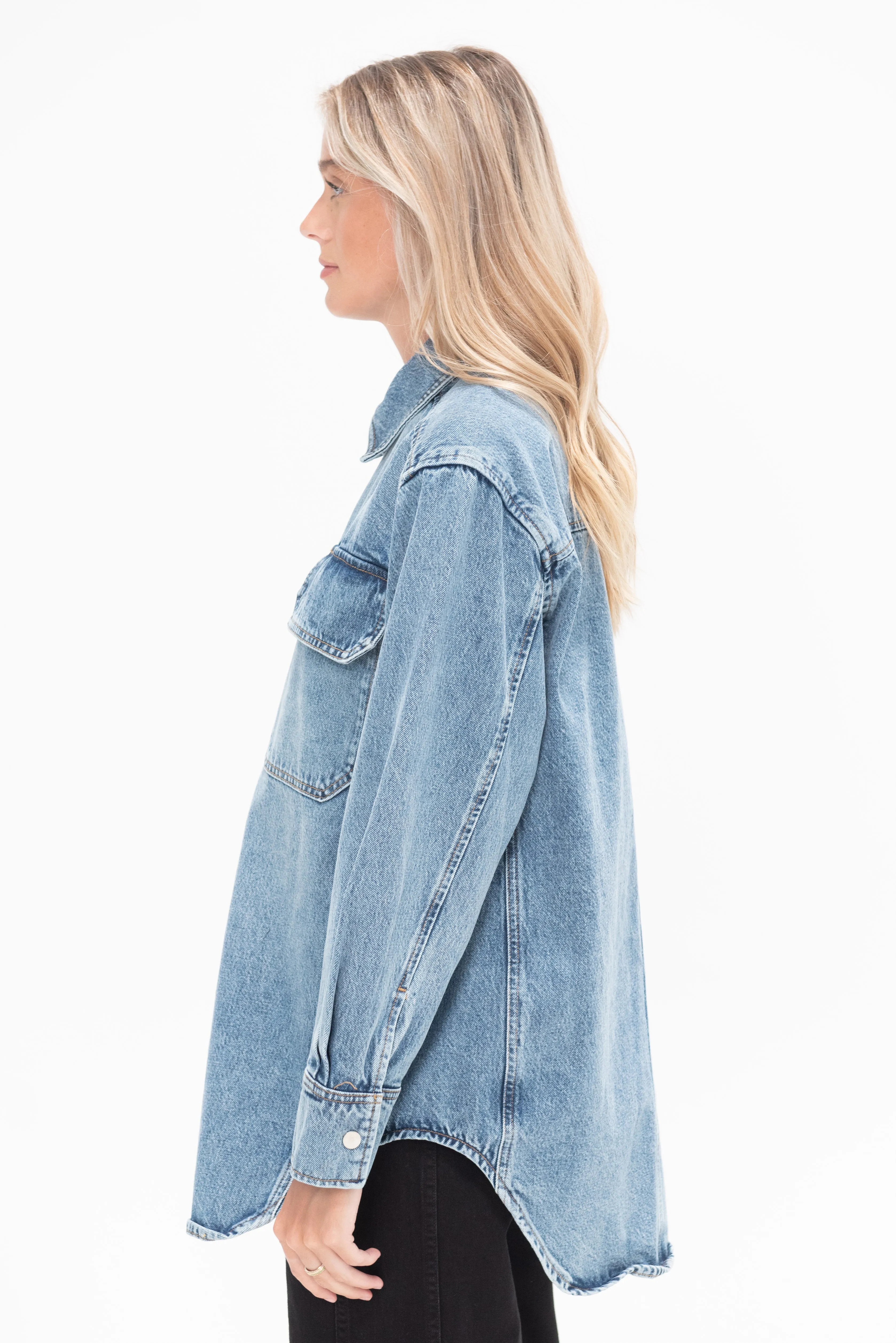 Pia Oversized Shacket, Austin Wash