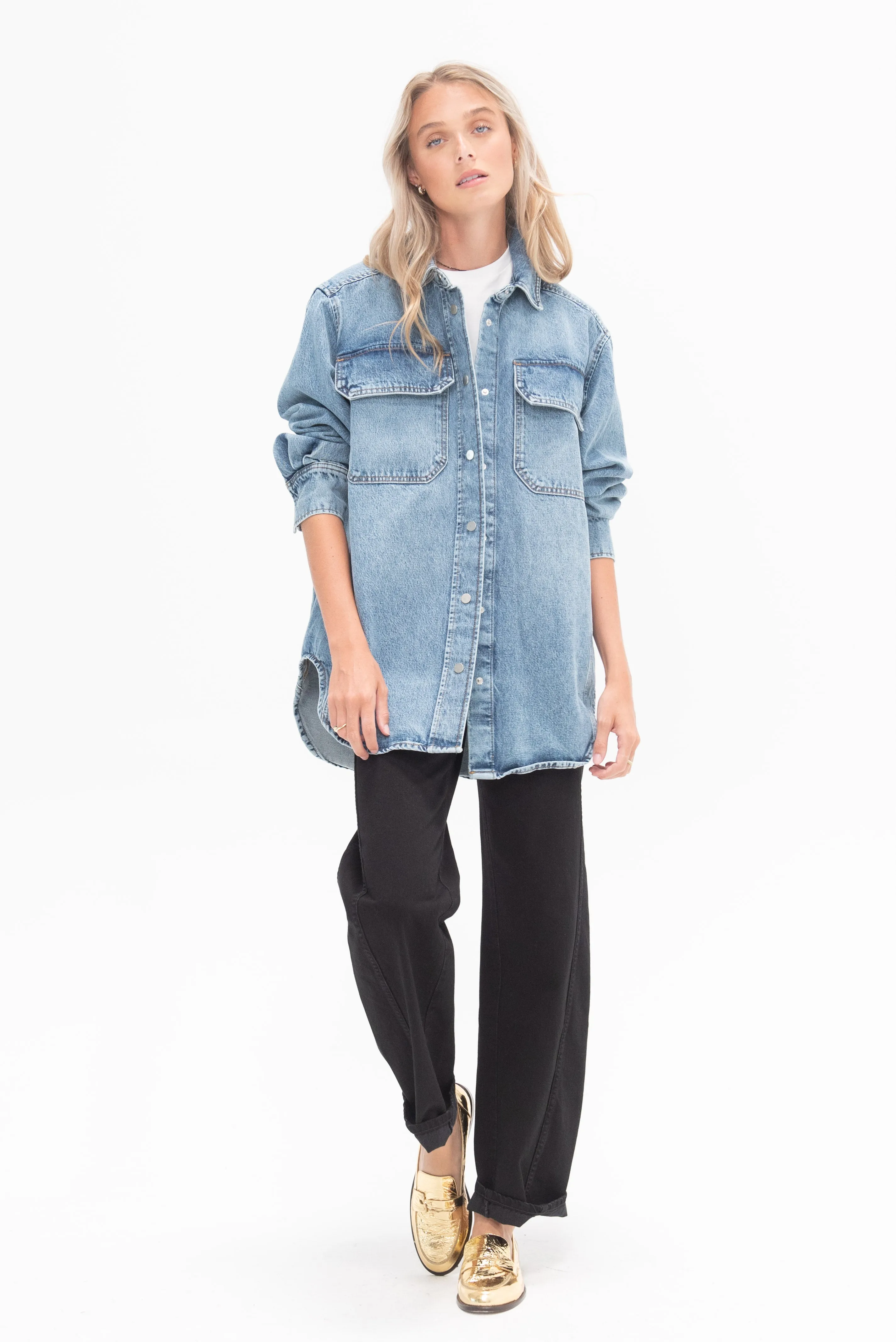 Pia Oversized Shacket, Austin Wash