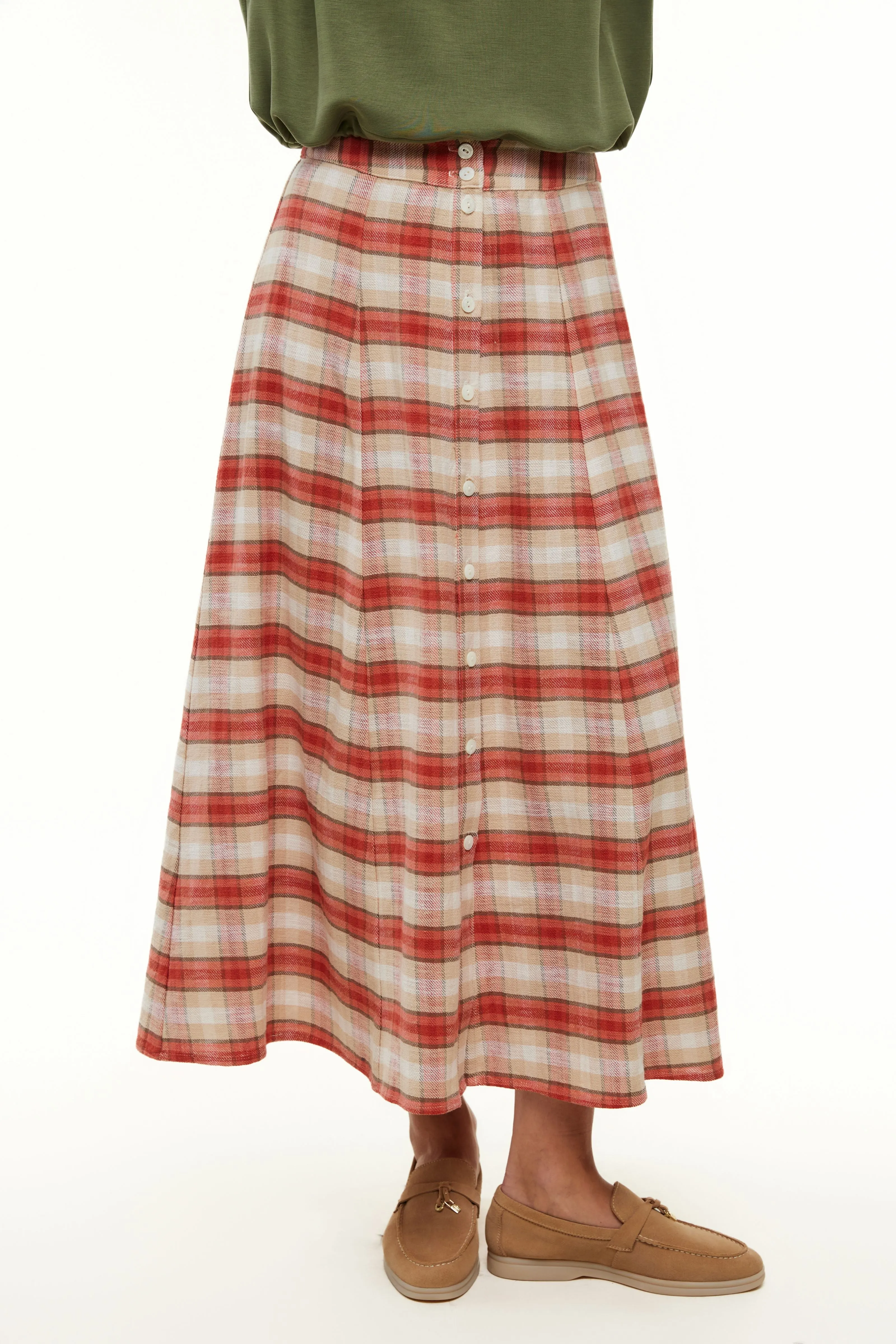 Plaid Midi Skirt