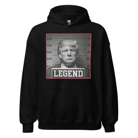 Political Humor Hoodie Trump Mug Shot Legend Blended Cotton Unisex Pullover