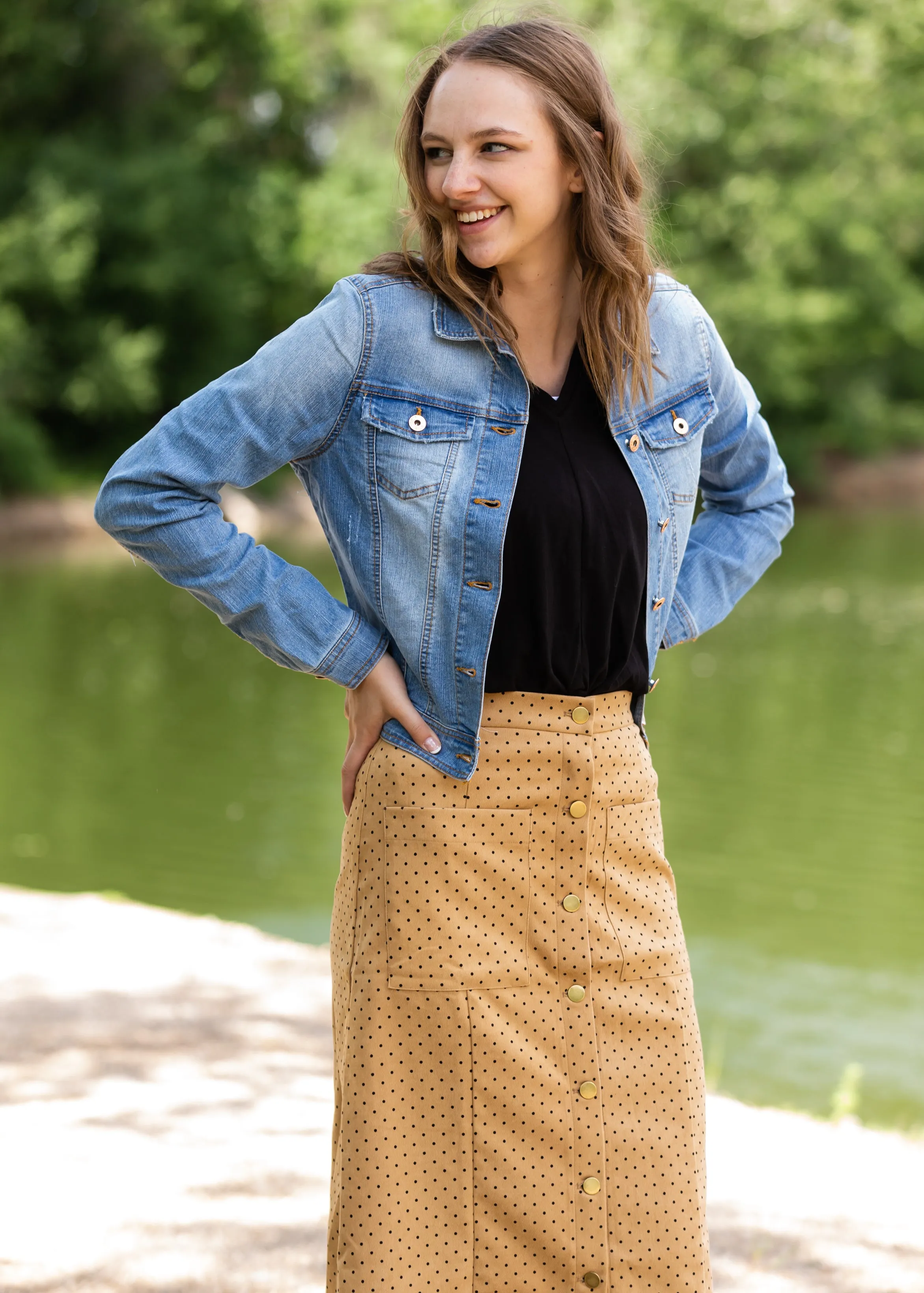 Polka Dot Button Up Midi Skirt - FINAL SALE